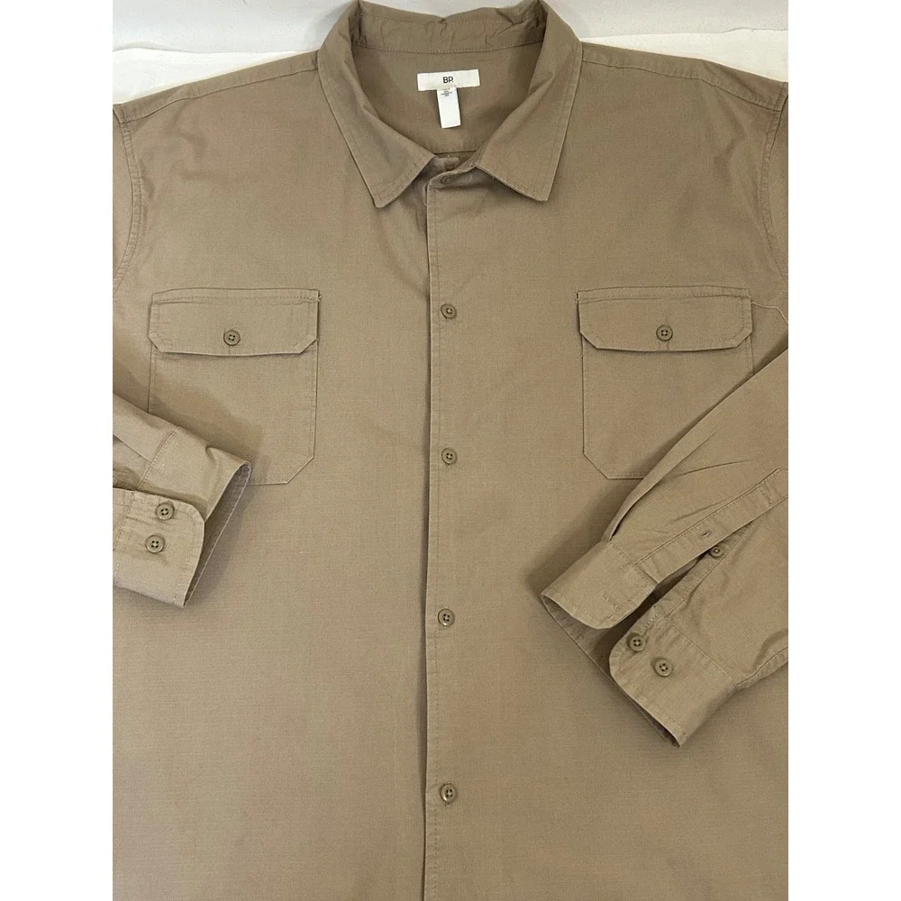 Banana Republic Mens Khaki Tan 2 Pocket Button Up Soft Collar Shirt Sz 4XT